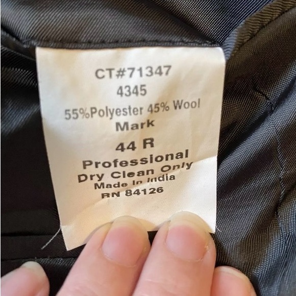 Saddlebred Men’s Dark Gray Stripe 44R Blazer Jacket Coat Wool Polyester - Picture 6 of 7